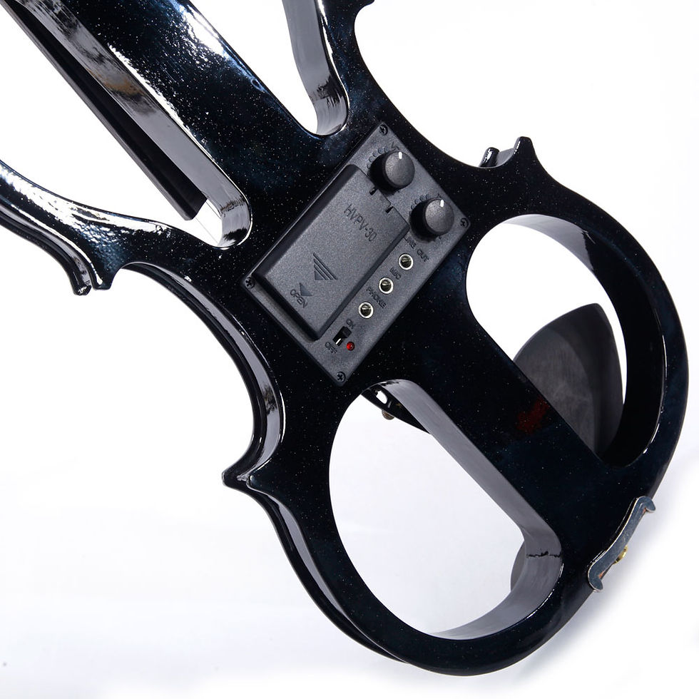 Thumbnail: 4/4 (Full Size) Upscale Electric Silent Black Violin, Case, Bow, Bridge, Rosin, Strings, Shoulder Rest, New instrument!