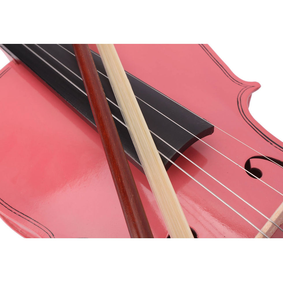 Thumbnail: 1/2 (Child Size) Violin Solid Wood Violin with Case, Bow, Bridge, Rosin, Strings, Shoulder Rest, New instrument! Pink Color.