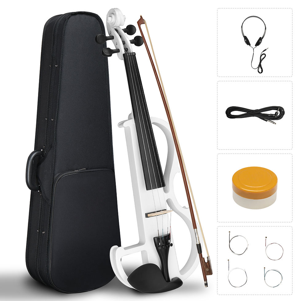Thumbnail: 4/4 (Full Size) Upscale (Bunnel Edge) Electric Silent White Violin, Case, Bow, Bridge, Rosin, Strings, Shoulder Rest, NEW
