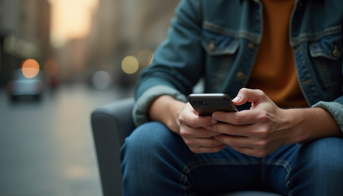 High angle view of a person using a smartphone to access an online course