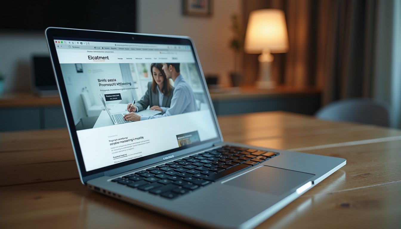 High angle view of a laptop displaying a recruitment website