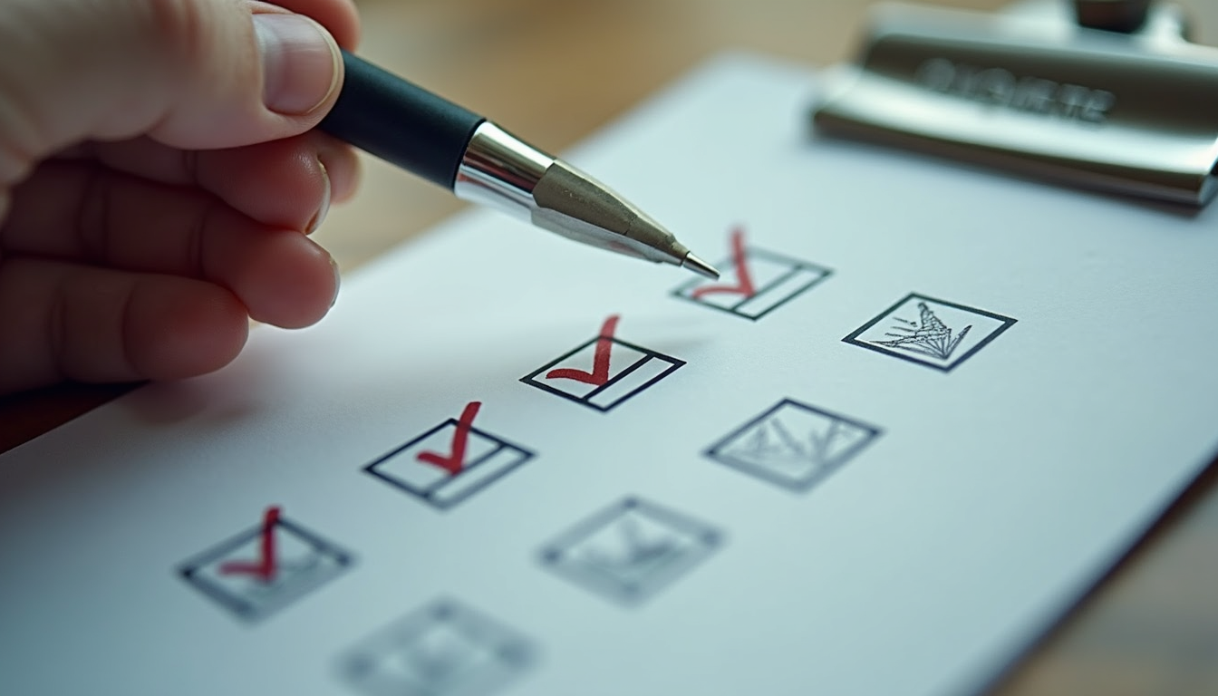 Close-up view of a checklist with candidate qualifications