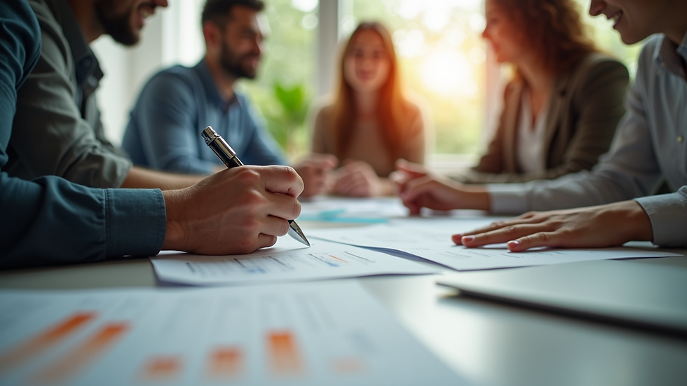 Eye-level view of a nonprofit team planning fundraising strategy