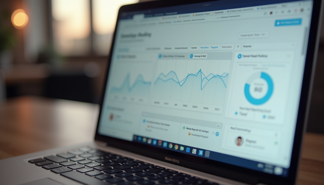 Close-up view of a laptop screen showing fundraising analytics dashboard