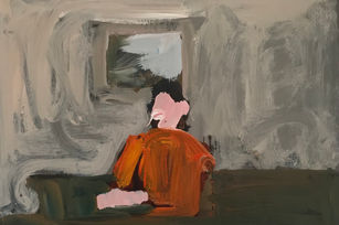 Sarah Gilbert painting over print on paper - paintover