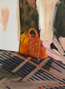 Sarah Gilbert painting over print on paper - paintover