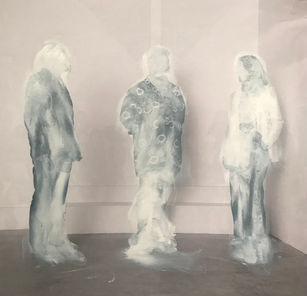 Sarah Gilbert painting over print on paper - paintover