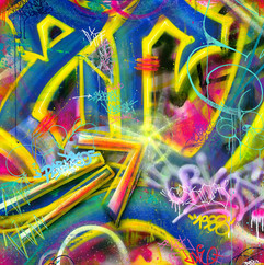 Zbeul'Art - Mixtes, acrylique, bombes aérosols, marqueurs et pinceaux sur toile - 100*100 cm - 2023