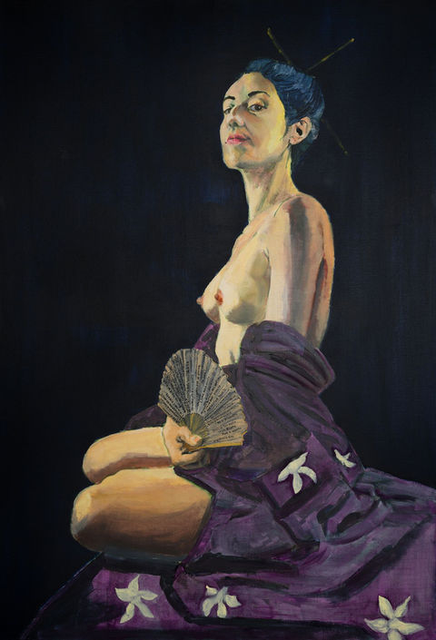 Cio-Cio San - Peinture acrylique et huile, sur toile  - 89*130 cm  - 2025