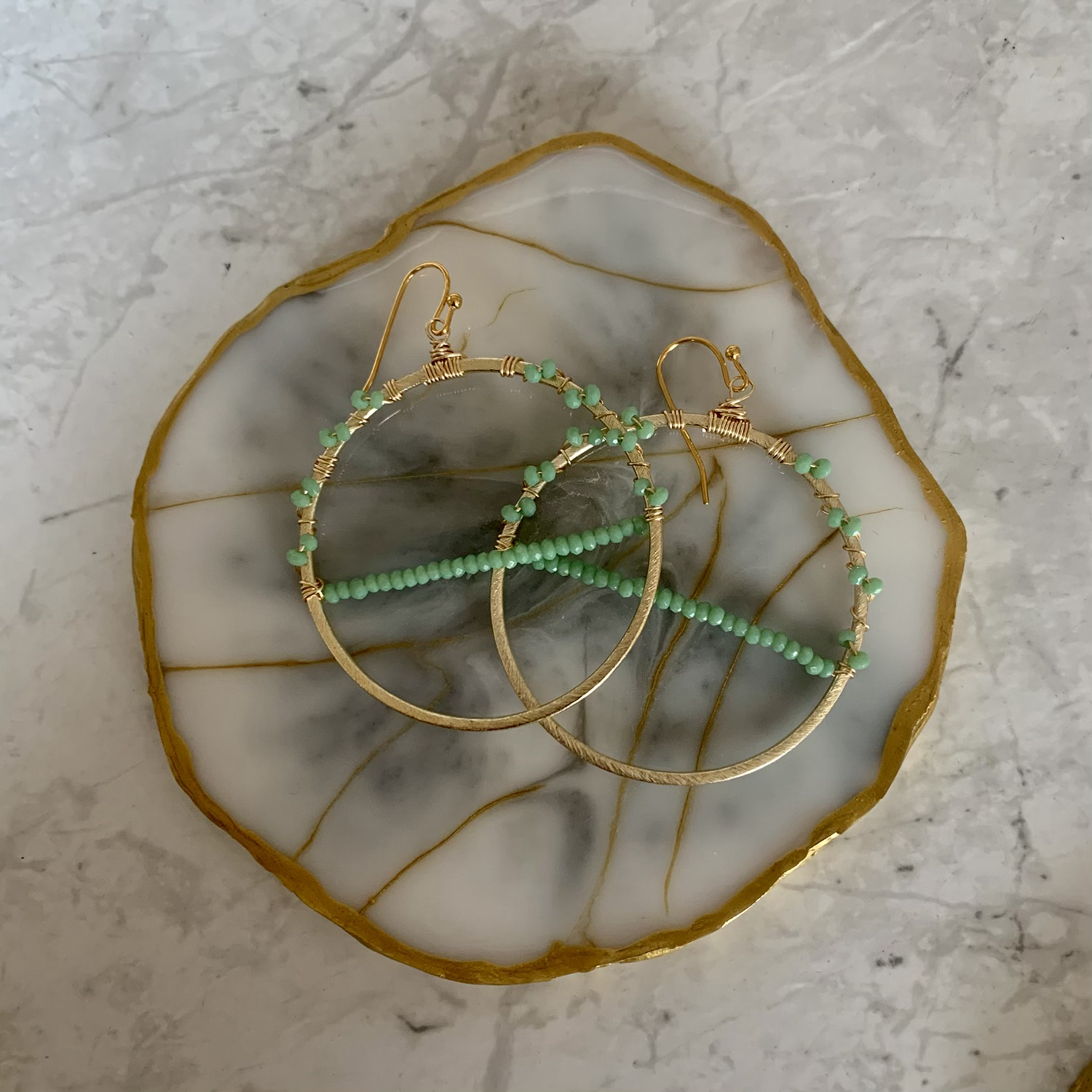 Fresh Green & Gold Hoops 