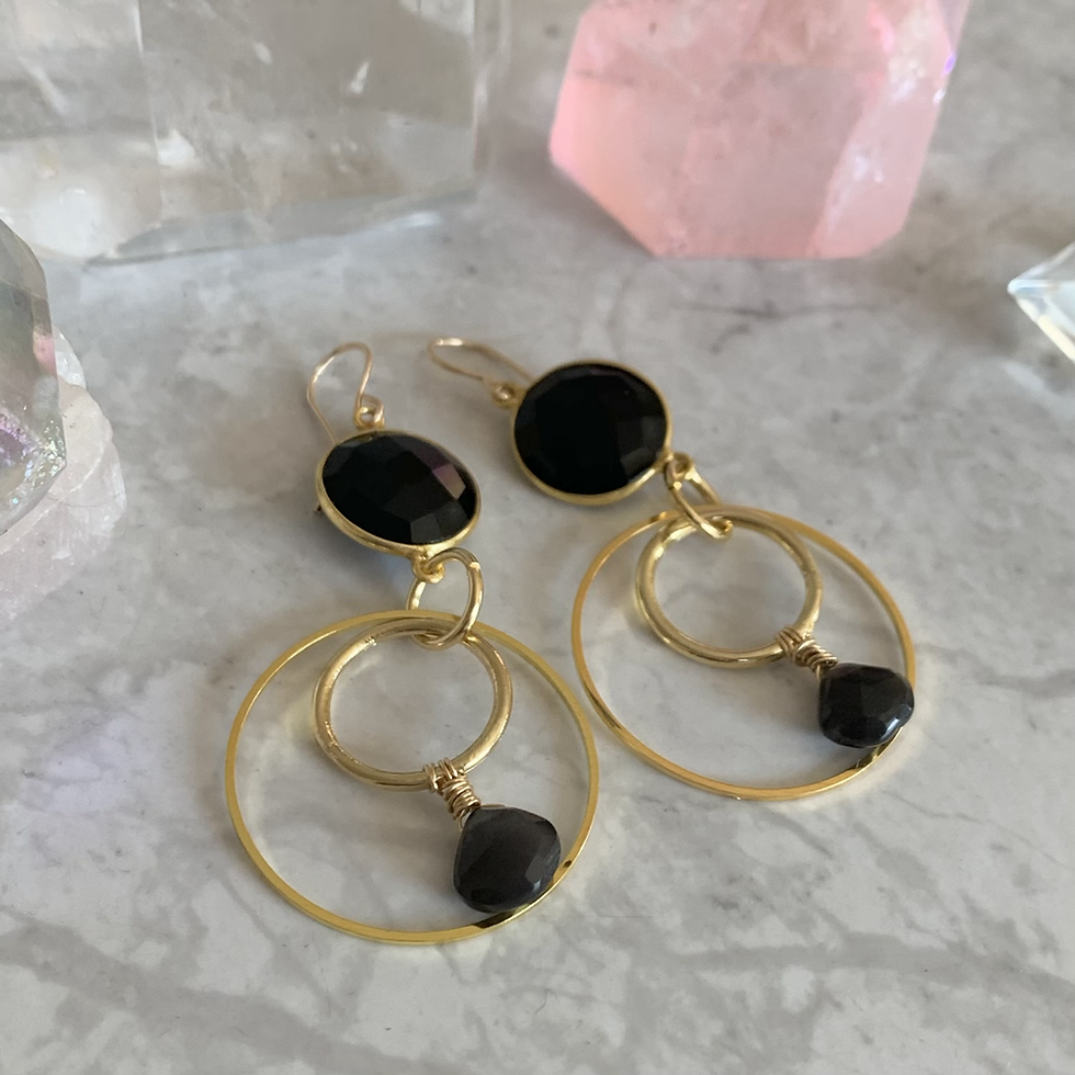 Thumbnail: Onyx & Chalcedony Universe Hoops