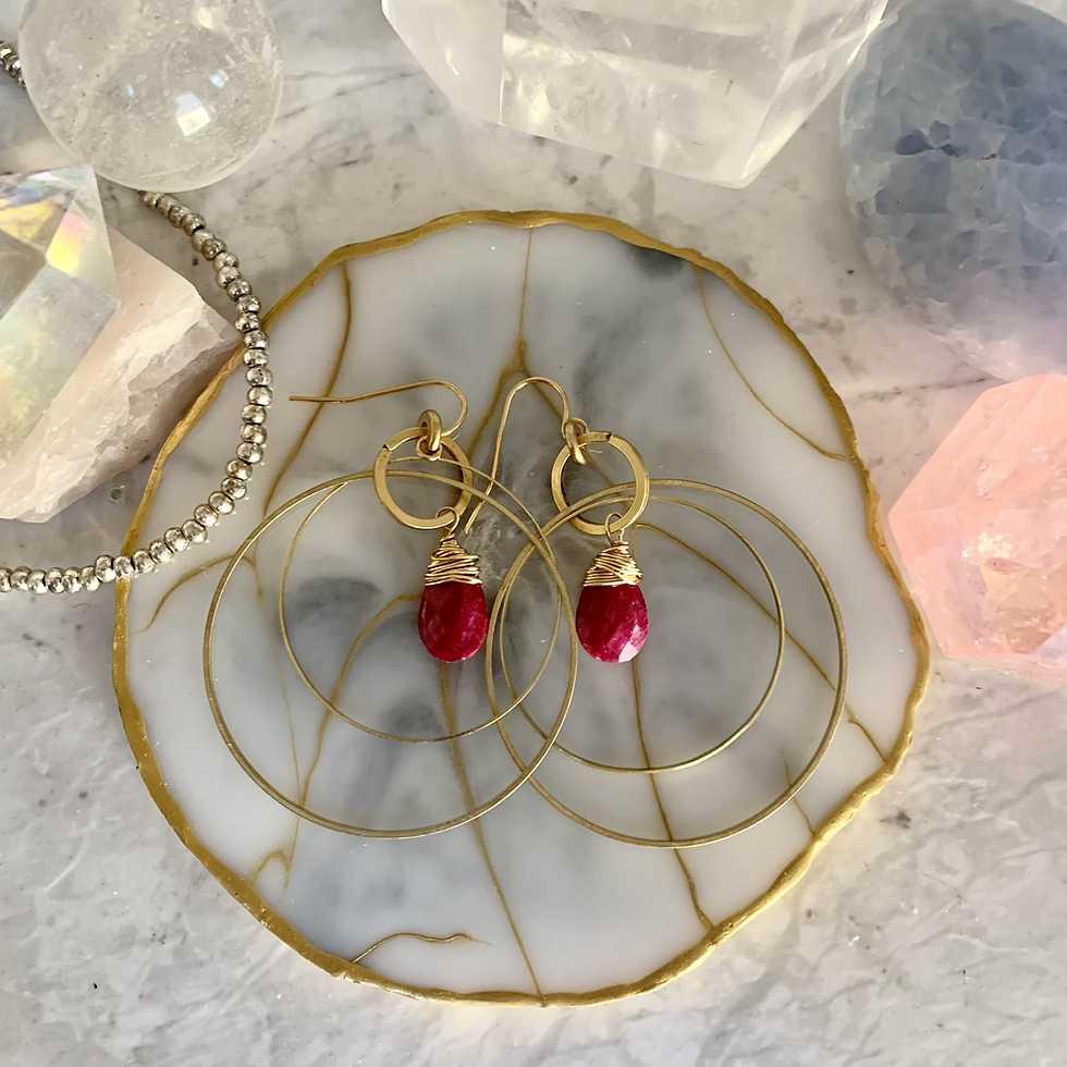 Thumbnail: Double Brass Ruby Hoops 