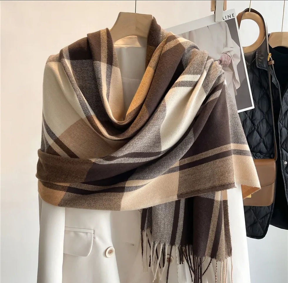 縮圖：Luxe Cloud Plaid Scarf/Shawl 