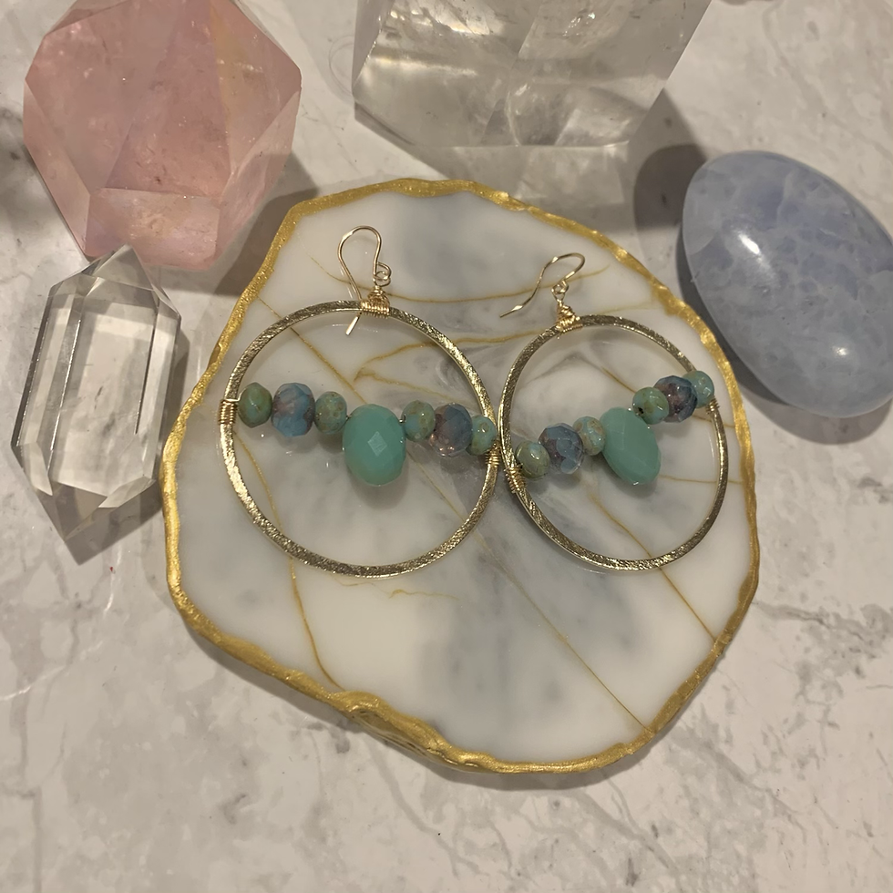 Thumbnail: Golden Bio Chrysoprase Czech Hoops 