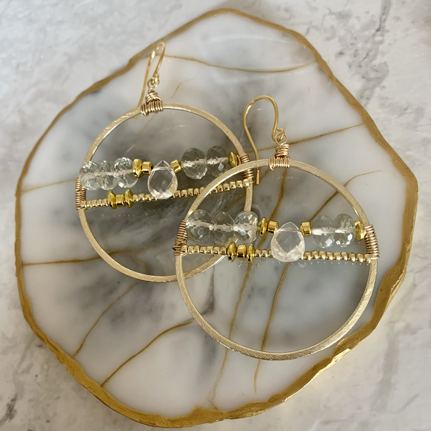 Metallic Amethyst Gold Hoops