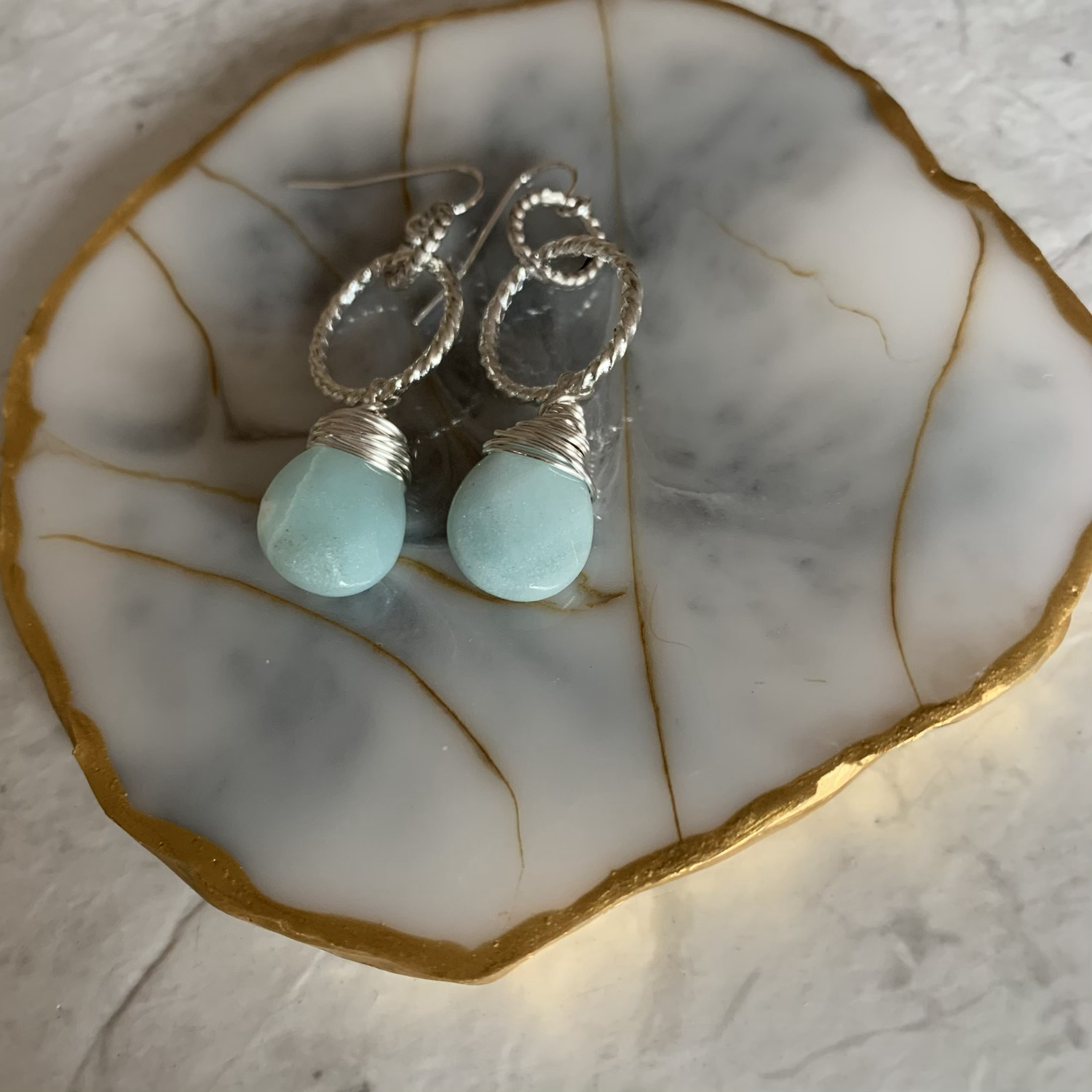 Silver Amazonite Drops