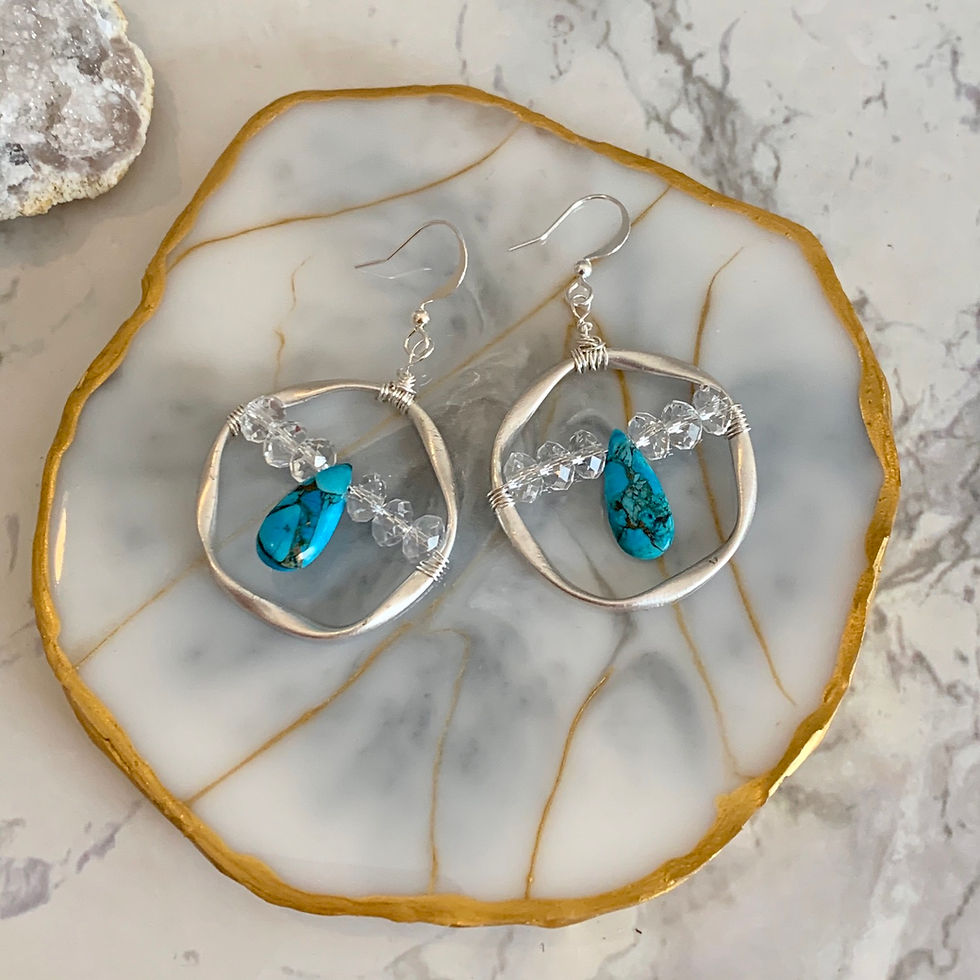 Turquoise Swarovski  Hoop 