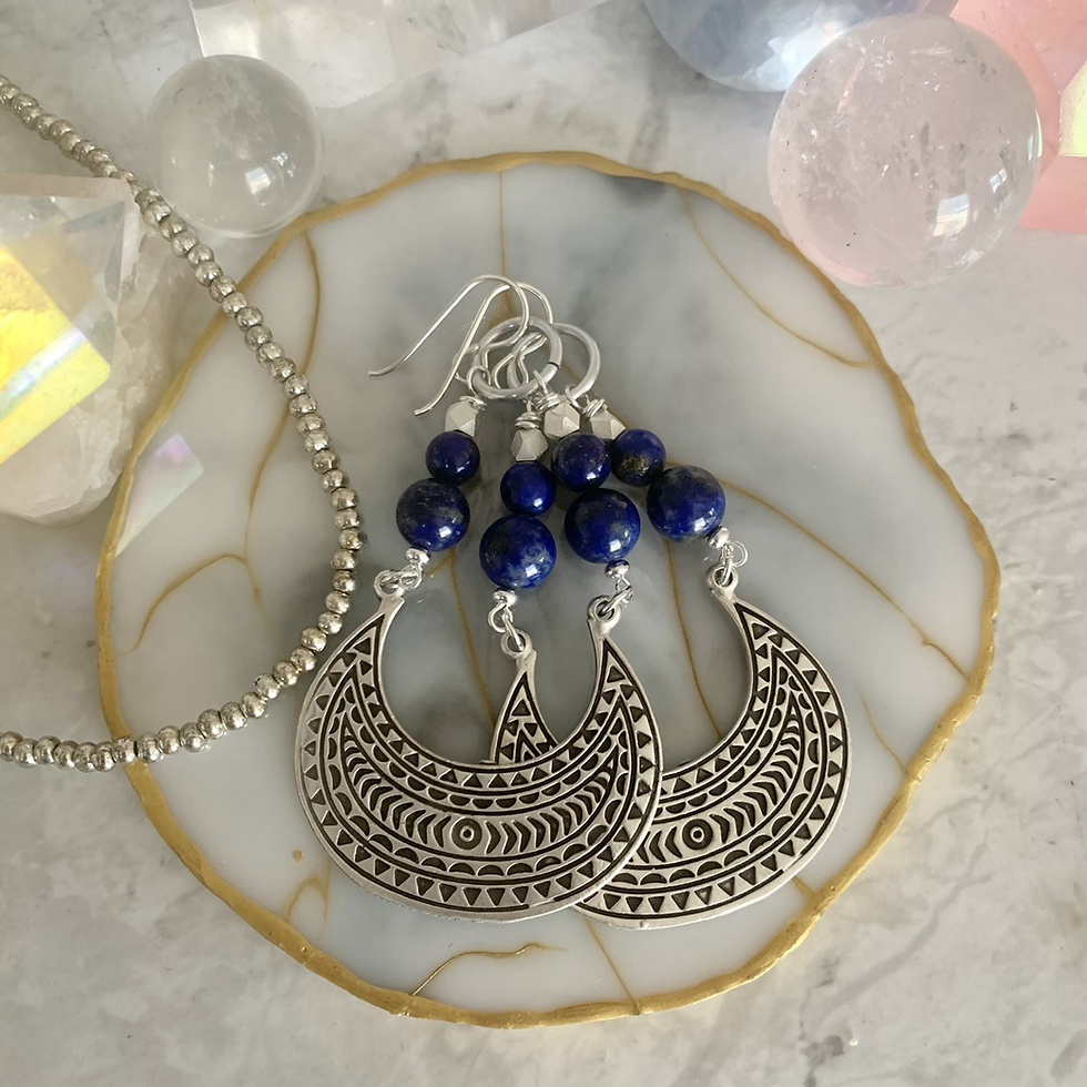 Thumbnail: Lapis Lazuli Engraved Crescents  