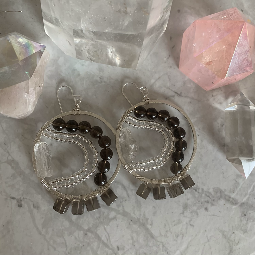 Thumbnail: Smoky Quartz Herkimer Maze Hoops 