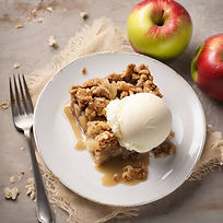 Apple crisp square with vanilla ice crea