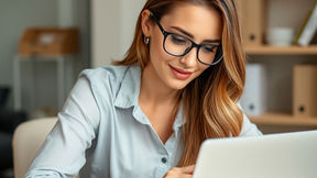 A female business owner working on her computer