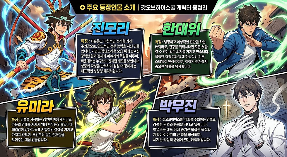 완결웹툰 고수 등장인물