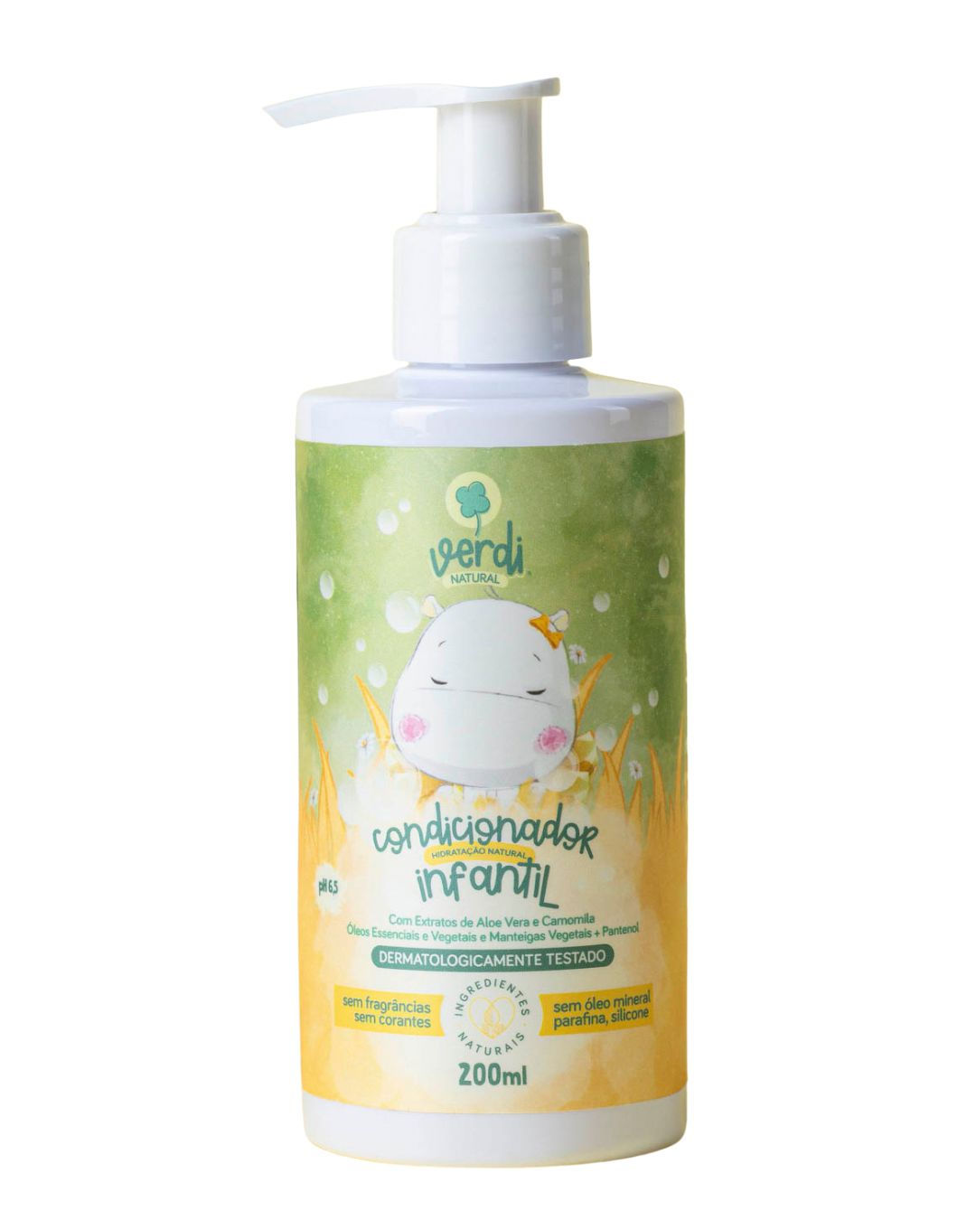 Condicionador Infantil 100% Natural com Extrato de Aloe Vera e Camomila, Óleos E