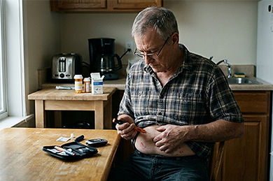 man giving an insulin injection