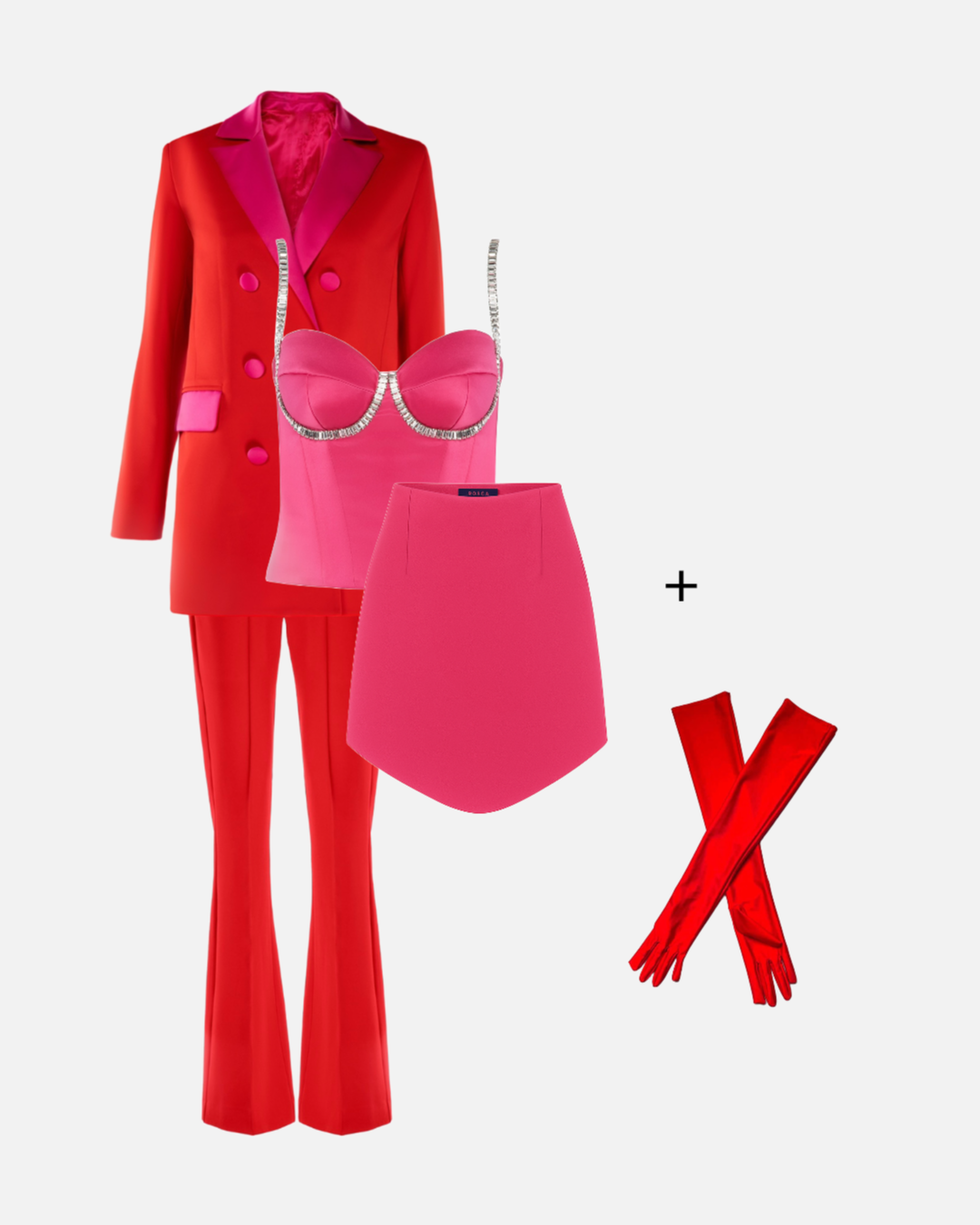 Костюм червоний,корсет,спідниця+рукавиці у подарунок