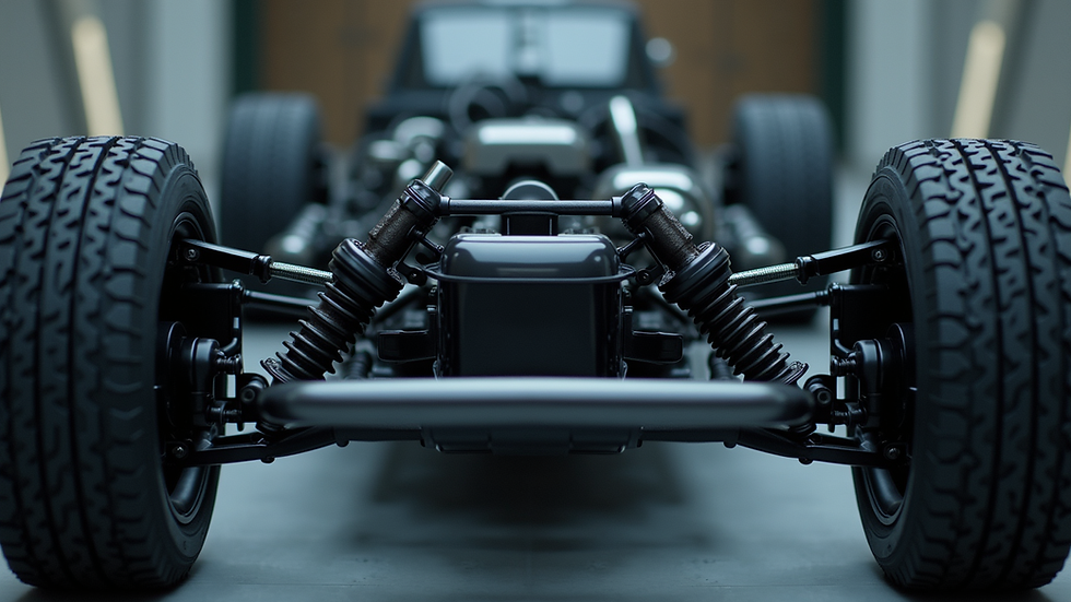Close-up view of a reinforced vehicle chassis