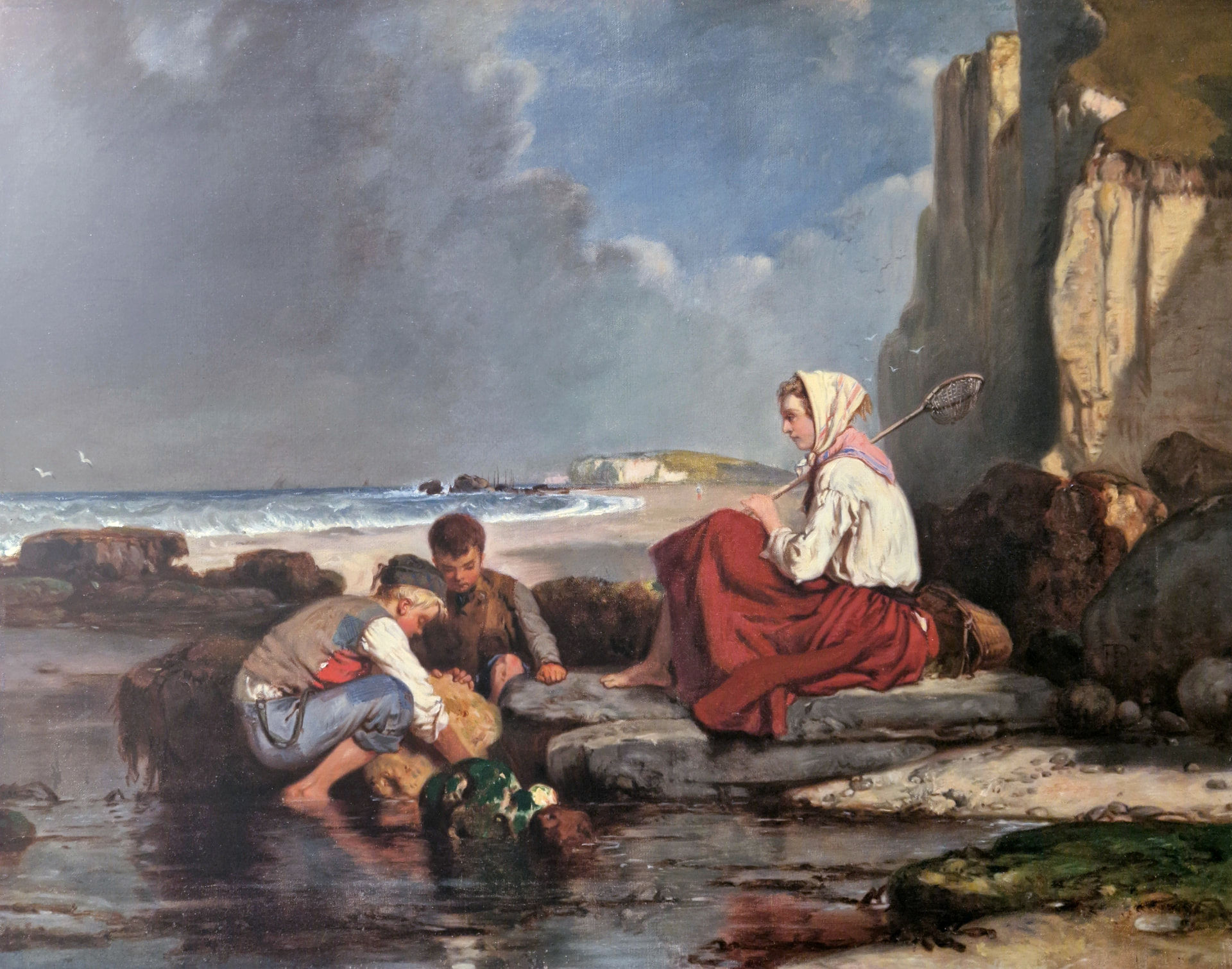 Eugène Le Poittevin - Enfants Pêchant à Étretat