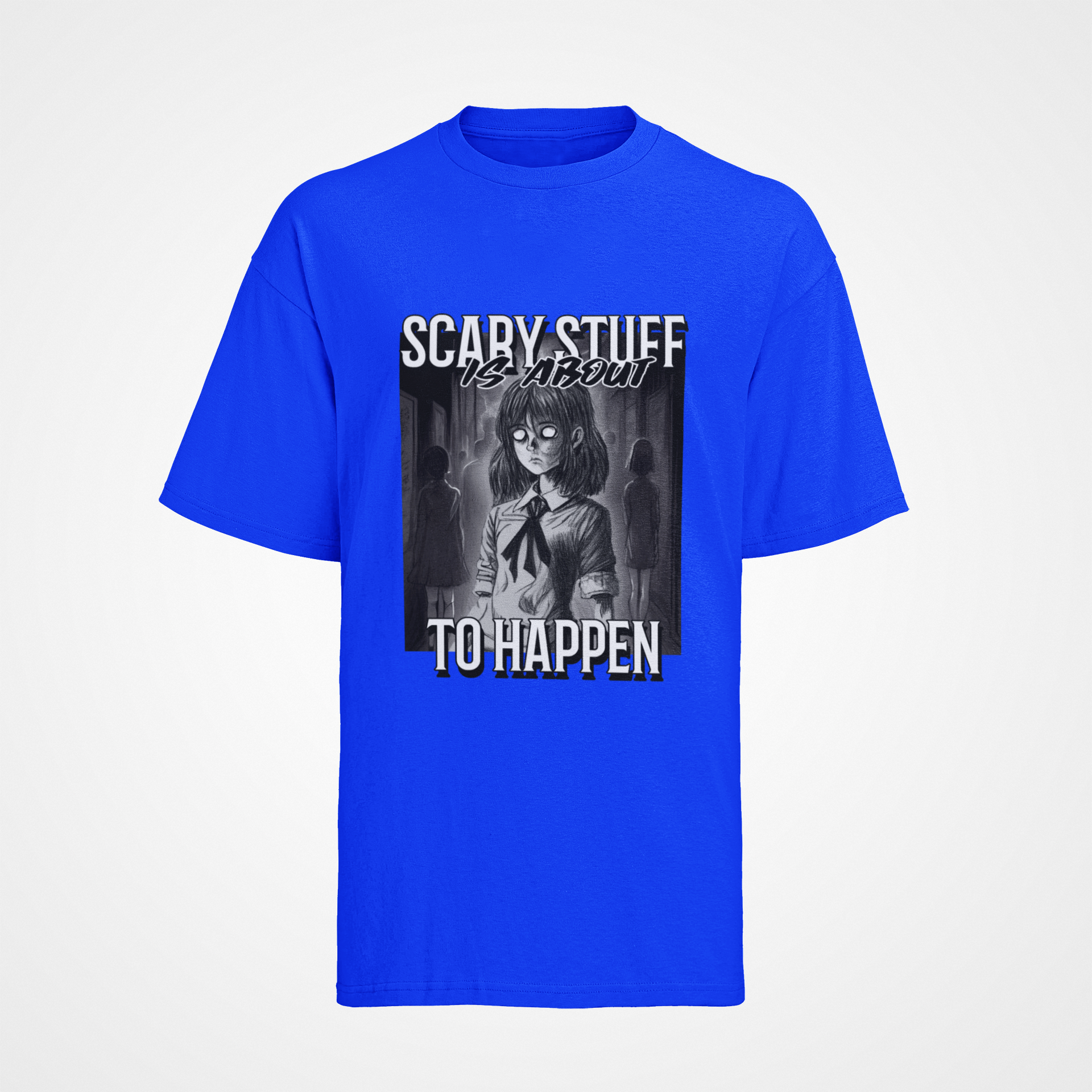 Herren T-Shirt Bio Baumwolle - "Anime Horror Scary Stuff Happen"