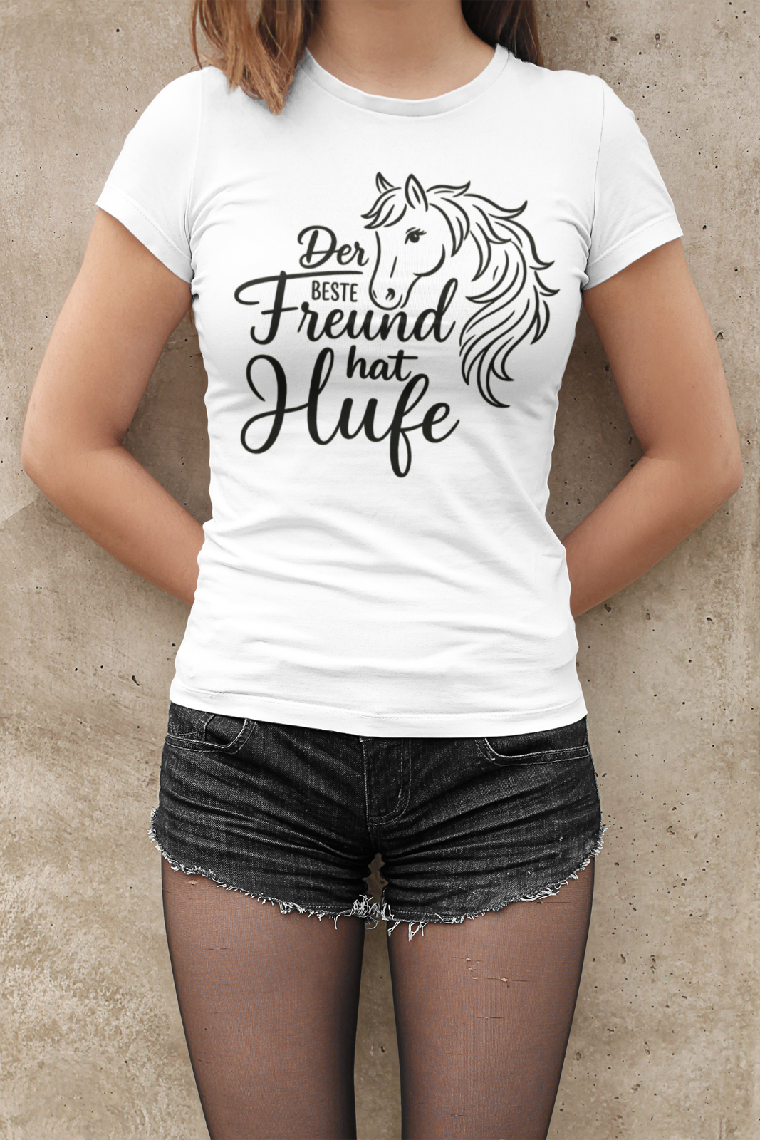 Pferde Horst Reiten Spruch Pferd Freunde Baumwolle Damen T-Shirt Tailliert