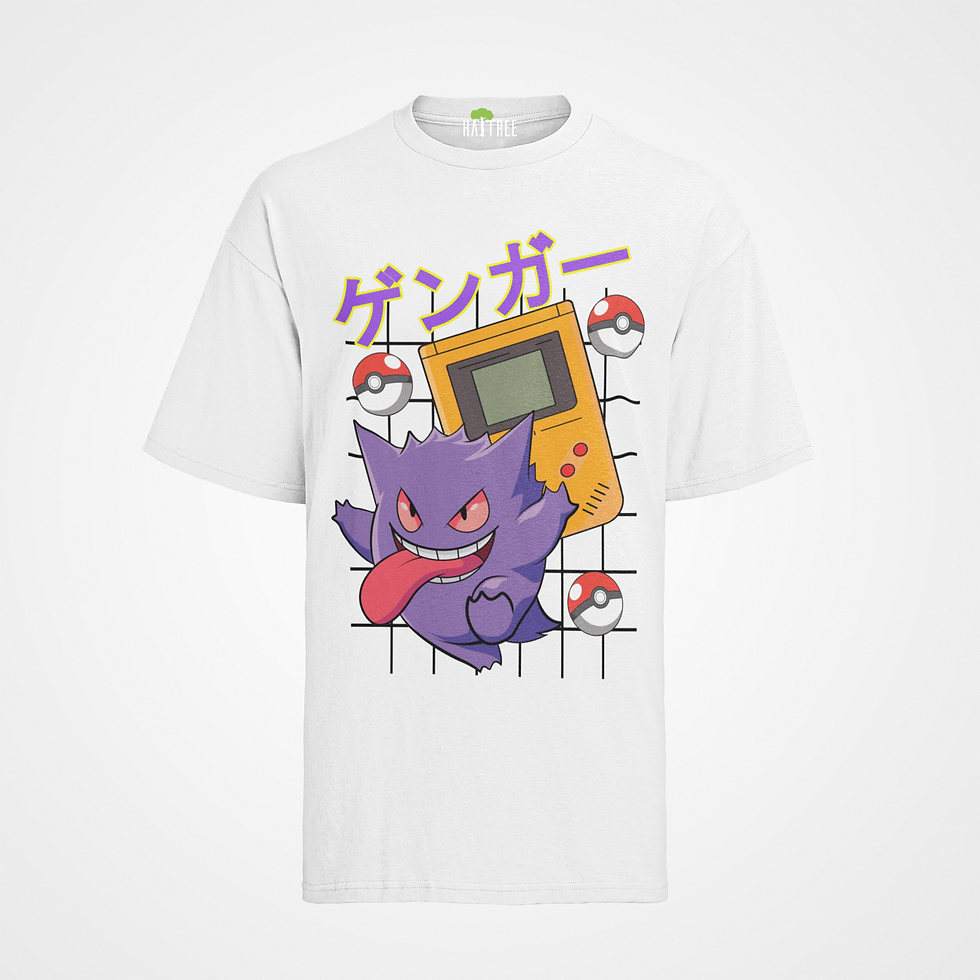 Retro Pokemon Gengar Gameboy Bio Baumwolle Herren T-Shirt