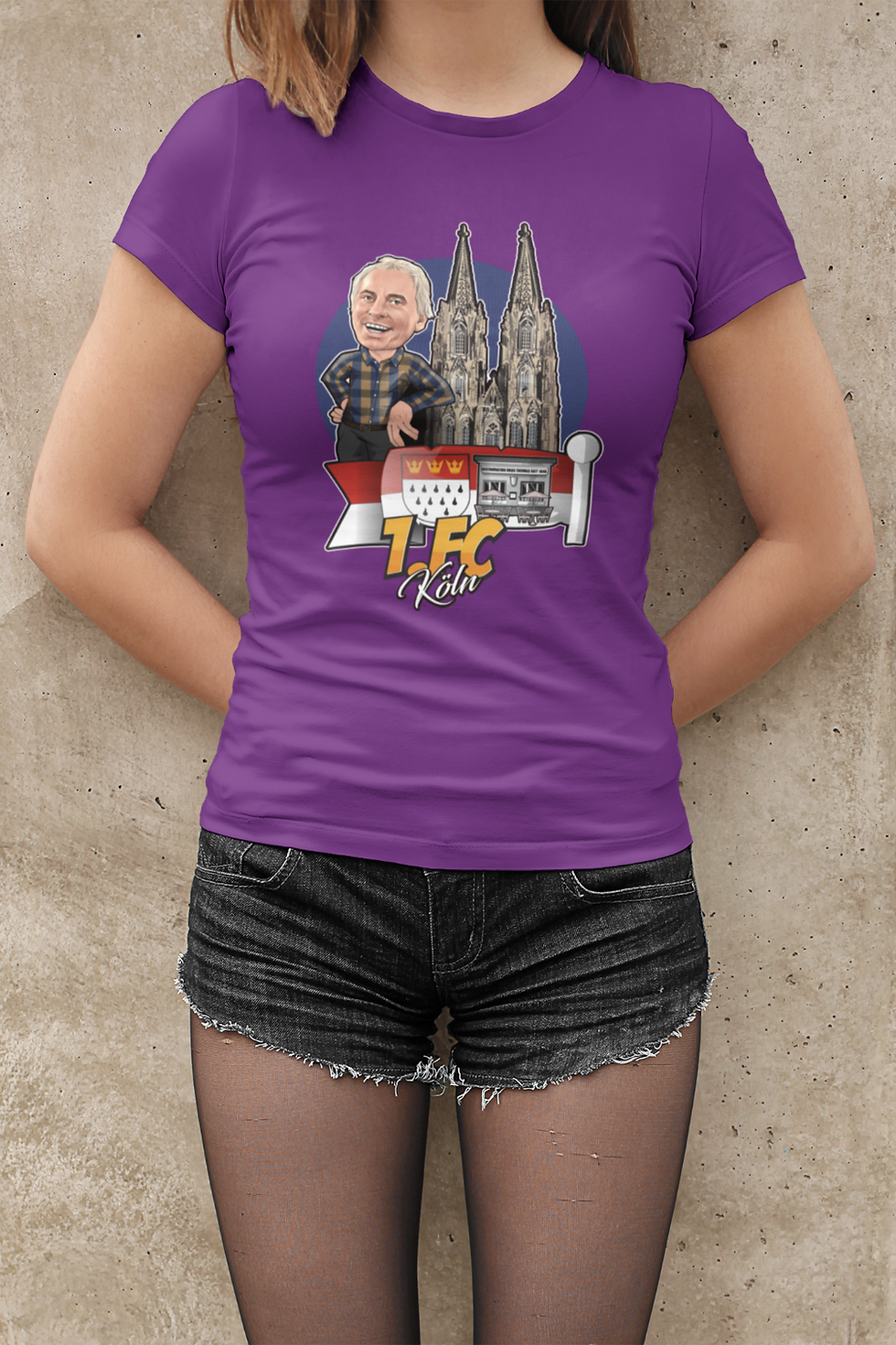 Miniaturbild: Damen Tailliert T-Shirt aus Bio-Baumwolle Tribut an Jussi  Kölner Veedel-Legend