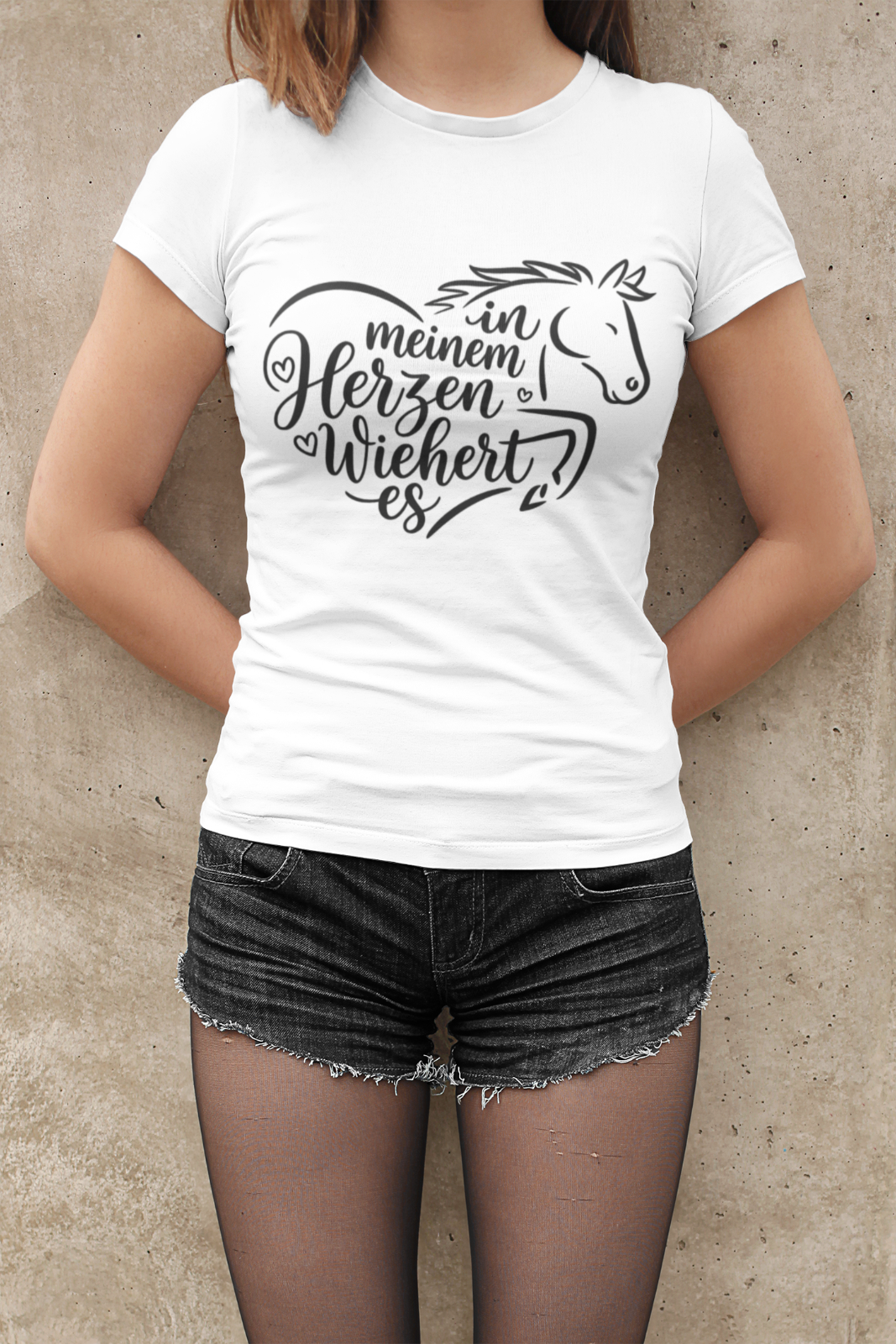 Pferde Horst Reiten Spruch Freunde Pferd Baumwolle Damen T-Shirt Tailliert