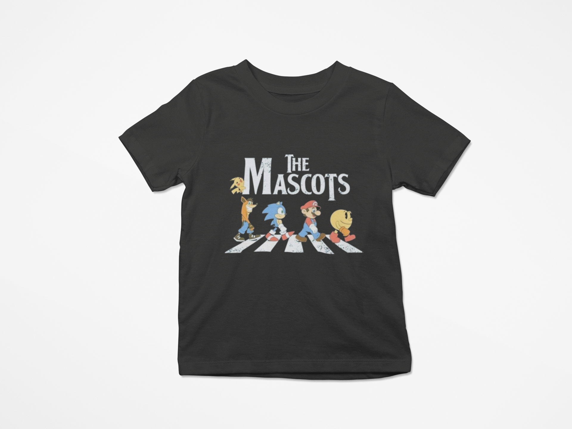 Bio Baumwolle Kinder T-Shirt  The Mascots Mario, Pacman, Alf, Sonic & Pikachu