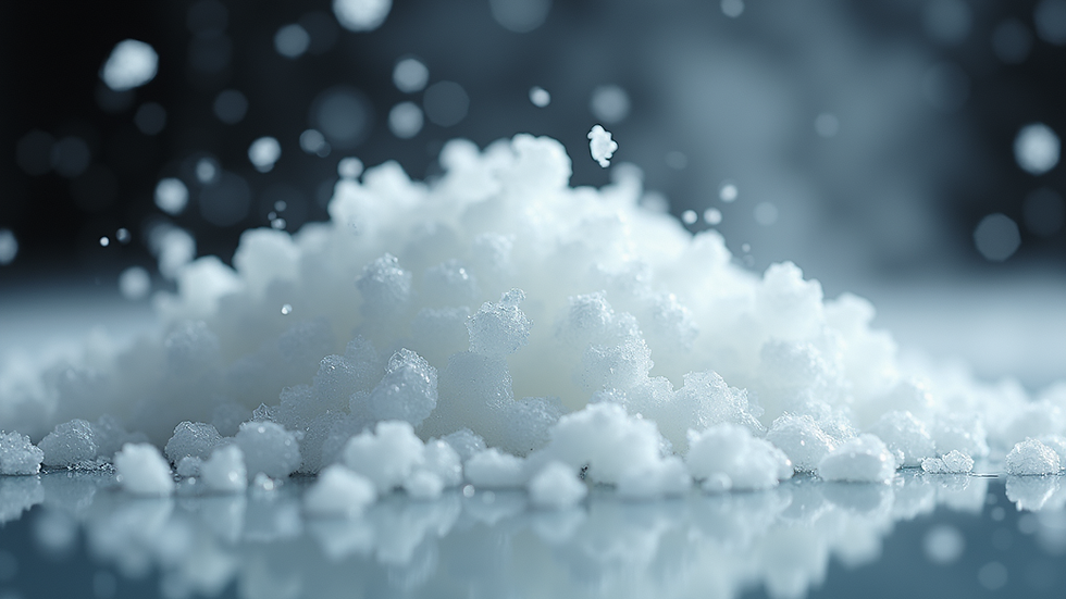 Close-up view of dry ice pellets being blasted onto a surface
