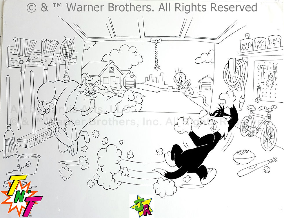 Looney Tunes Pencilled Book Illustration Sylvester & Tweety '97 LARGE