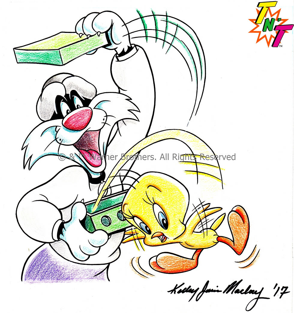 Looney Tunes Tweety & Sylvester Pencilled Colored Book Illustration-1997