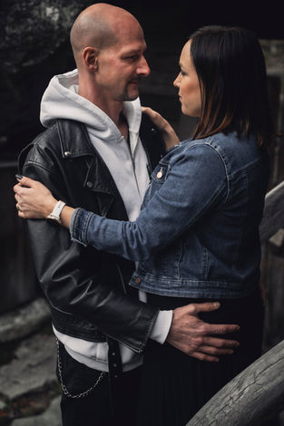 a man and woman in a loving embrace