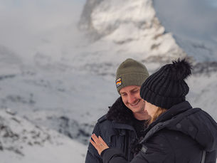 The clouds clearing for a Surprise Proposal Photoshoot in Zermatt
