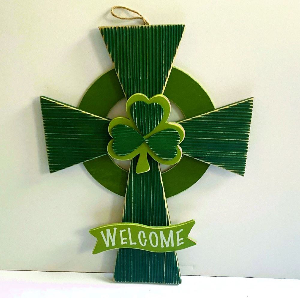 St. Patrick's  Hanging Wooden Welcome Sign 12 1/4" x 9 1/4"
