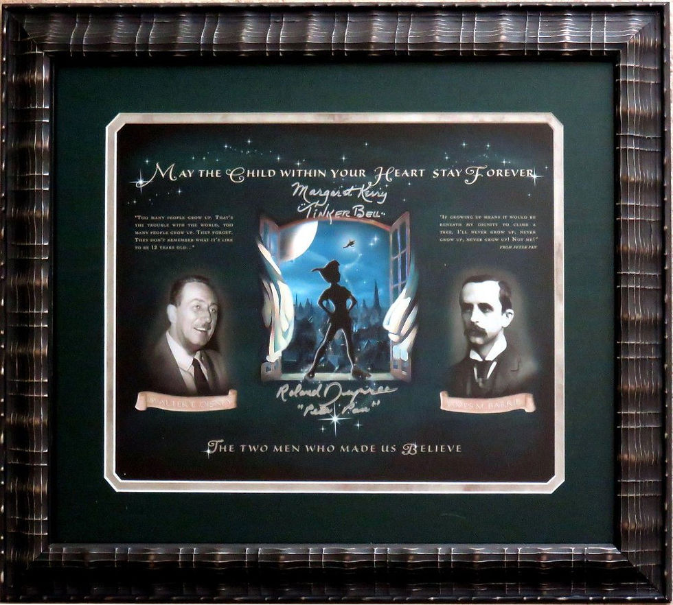 Framed James M. Barrie & Walt Disney Peter Pan LE Giclee Autographed By 2
