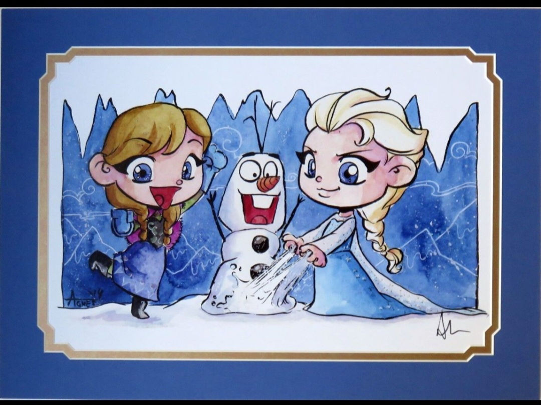Disney Christmas Frozen 16x20 Matted Autographed Art Print Signed by Artist