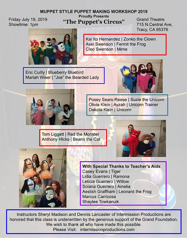 Puppet Circus 2019 Program Flyer