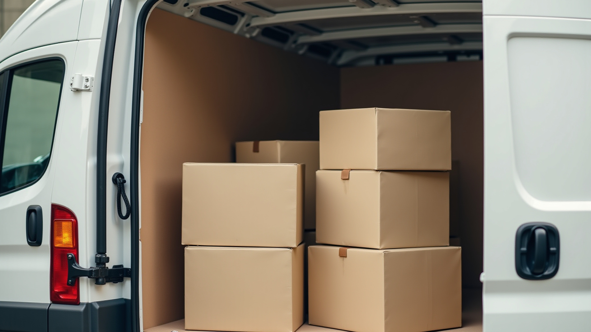 Kartons im Transporter