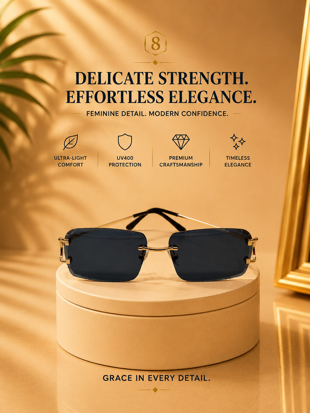 Midnight Grace Rimless Sunglasses