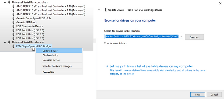 update driver for dma card after flashing firmware