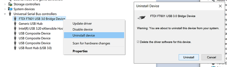 install driver FTDI FT601 USB 3.0 bridge device for dma card firmware